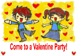Valentine Party Invitation with Boy and Girl Dancing with Hearts