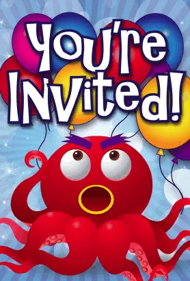 Big Red Octopus Invitation