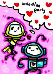 Valentine Party Invitation with Robots (small)