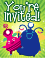 Pink and Blue Aliens Small Invitation