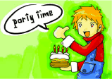 Birthday Party Invitation with Boy and Cake
