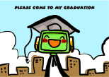 Graduation Party Invitation with Robot Wearing Mortarboard