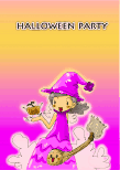 Halloween Party Invitation with Purple Witch