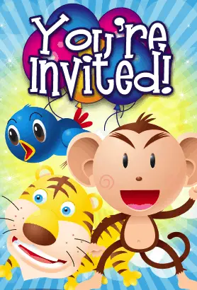 Bird Tiger Monkey Invitation