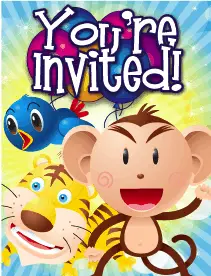 Bird Tiger Monkey Small Invitation