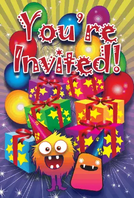 Birthday Monsters Presents Invitation