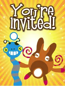 Blue and Brown Aliens Small Invitation