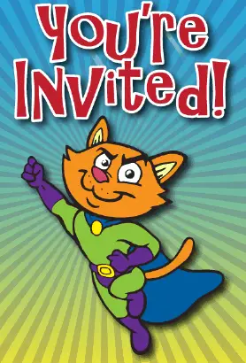 Cat Superhero Invitation