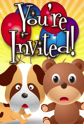 Dog and Teddy Bear Invitation