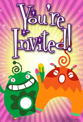 Green and Orange Aliens Invitation