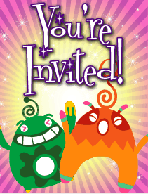 Green and Orange Aliens Small Invitation