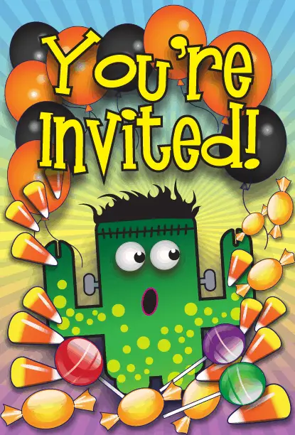 Halloween Candy Frankenstein Party Invitation