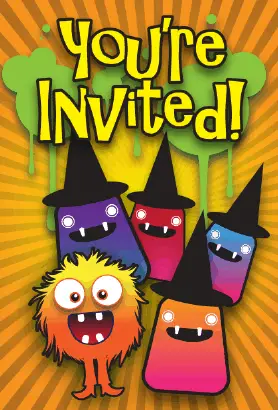 Halloween Fuzzy Monster Invitation