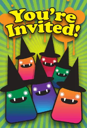 Halloween Monsters Hats Invitation