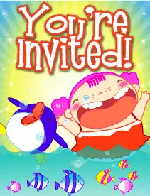 Kid with Penguin Small Invitation