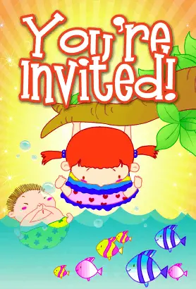 Kids and Fish Invitation