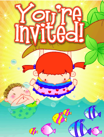 Kids and Fish Small Invitation