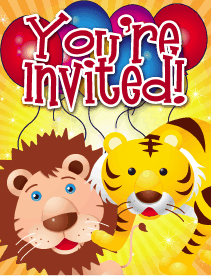 Lion Tiger Small Invitation