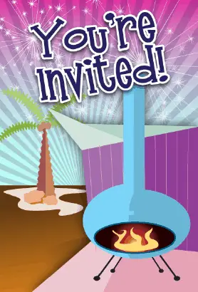 Tropical Fireplace Invitation