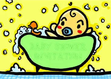 Baby Shower Invitation with Baby in Bath