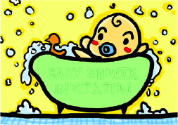 Baby Shower Invitation with Baby in Bath (small)