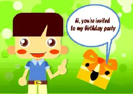 Birthday Party Invitation with Boy and Gift (small)