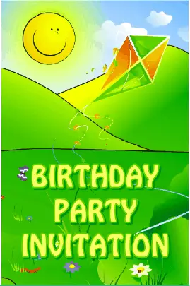 Birthday Party Invitation with Kite