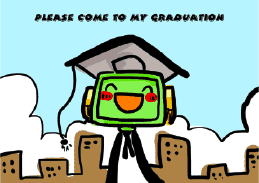 Graduation Party Invitation with Robot Wearing Mortarboard (small)