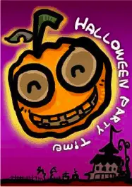 Halloween Party Invitation with Haunted Pumpkin (small)