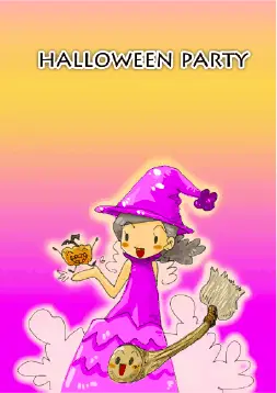 Halloween Party Invitation with Purple Witch