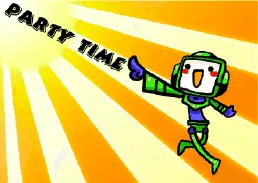Party Time Invitation Robot and Sunburst (small)