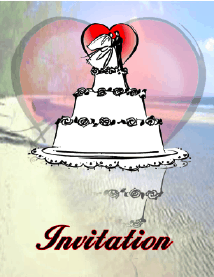 Wedding Invitation Wedding Cake on Beach (small)