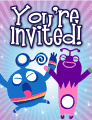 Blue and Purple Aliens Small Invitation