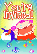 Kid with Penguin Invitation