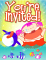 Kid with Penguin Small Invitation