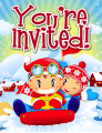 Kids on Sled Small Invitation