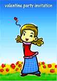 Valentine Party Invitation with Girl