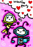 Valentine Party Invitation with Robots