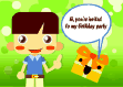 Birthday Party Invitation with Boy and Gift (small)