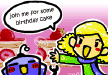 Birthday Party Invitation Robot Girl and Cake (small)