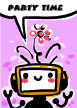 Birthday Party Invitation with Robot and Flower (small)
