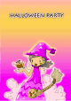 Halloween Party Invitation with Purple Witch (small)