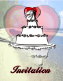 Wedding Invitation Wedding Cake on Beach (small)